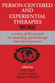 Person-Centered and Experiential Therapies Work: A review of the research on counseling, psychotherapy and related practices